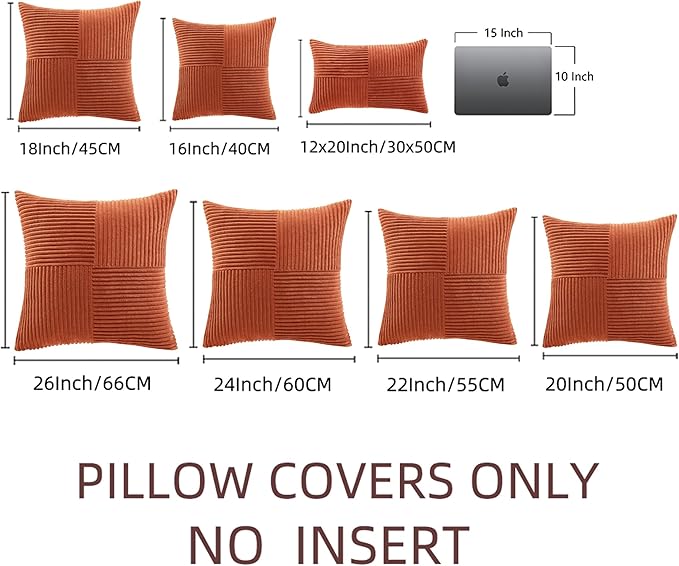 Fancy Homi Set of 2 Burnt Orange Lumbar Decorative Throw Pillow Covers 12x20 - Image 7