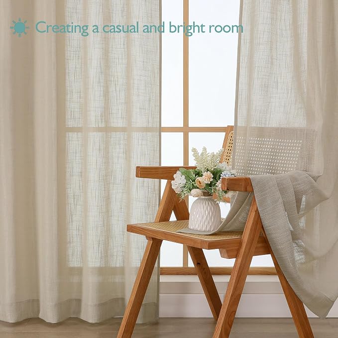 Chyhomenyc Semi Sheer Curtains 63 Inch Length 2 Panels - Image 7