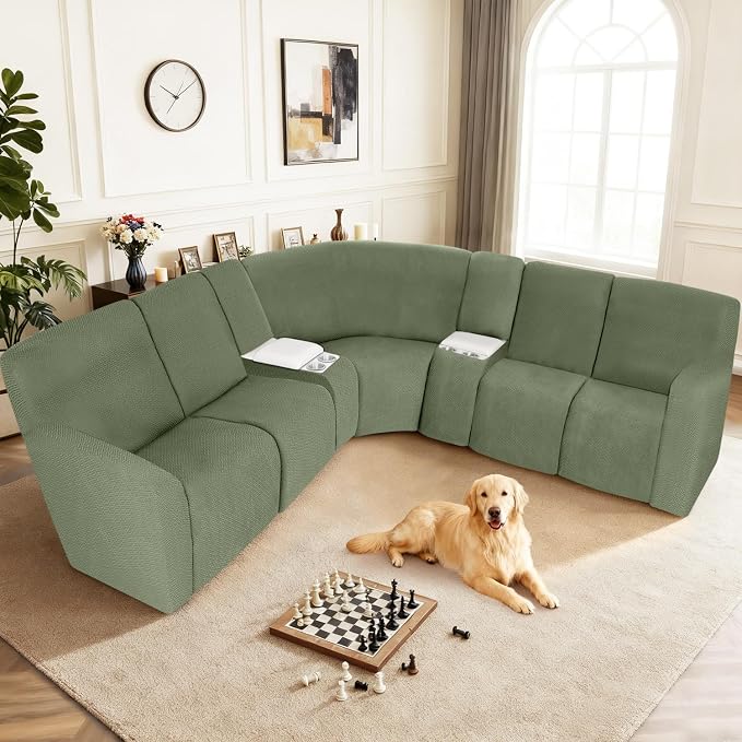 ALIECOM 100% Waterproof Recliner Sectional Couch Covers L Shape Stretch Corner - Image 2