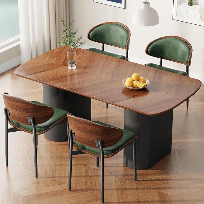 REONEY Dining Chairs Set of 8, Mid-Century Modern Upholstered PU Leather Chairs - Image 4