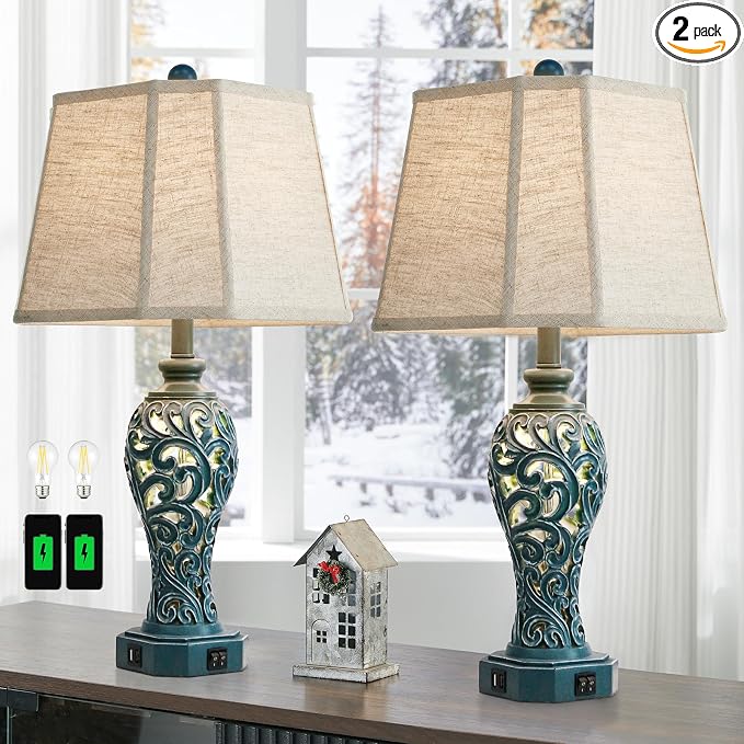 25'' Farmhouse Table Lamps Set of 2 by Reyokale