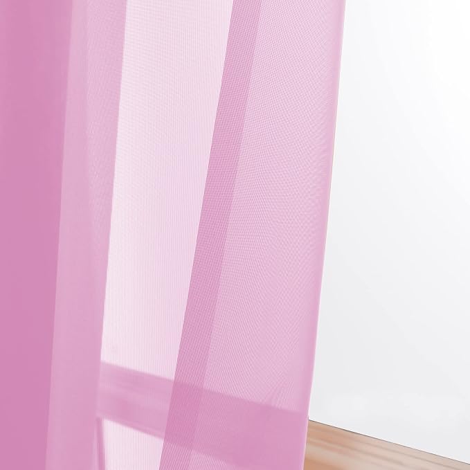 OWENIE Pink Sheer Curtains 96 Inch Length, Elegant Sheer Curtains - Image 2