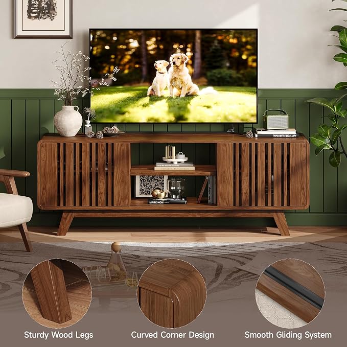ONBRILL 63-Inch TV Stand for TVs up to 75 Inch, Mid-Century Modern Television - Image 3