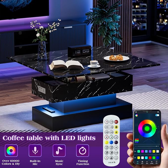 SYESWAY 39.4" Lift Top Coffee Table - Image 4