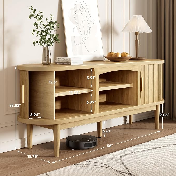 Decofy Mid Century TV Stand for TVs up to 65 Inches, Entertainment Center - Image 2