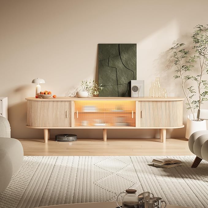 70" Fluted TV Stand with LED Lights - Image 9