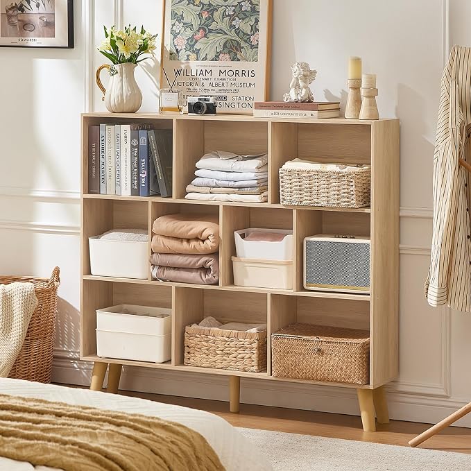 LEYAOYAO 10 Cube Bookshelf, 3 Tier Modern Wide Bookcase - Image 7