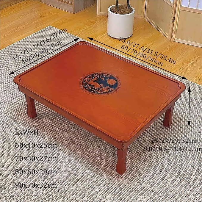 Folding Table, Korean Tatami Dining Table/Tea Room Table/Kang Table/Low Wooden - Image 2
