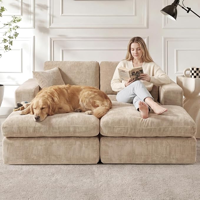 80.7" Oversized Double Chaise Lounge Chair Indoor, Cloud Boneless Sleeper Sofa - Image 2