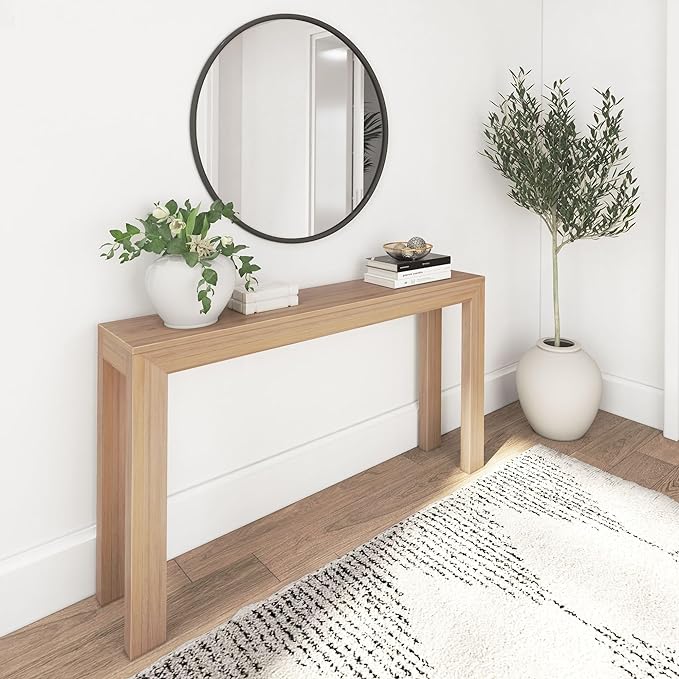 Plank+Beam Modern 56 Inch Console Table, Solid Pine Wood Entryway Table by PlankBeam