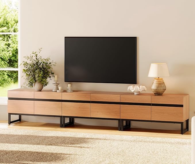 WAMPAT Modern TV Stand for 32-110 Inch TVs, Wood Entertainment Center by WAMPAT