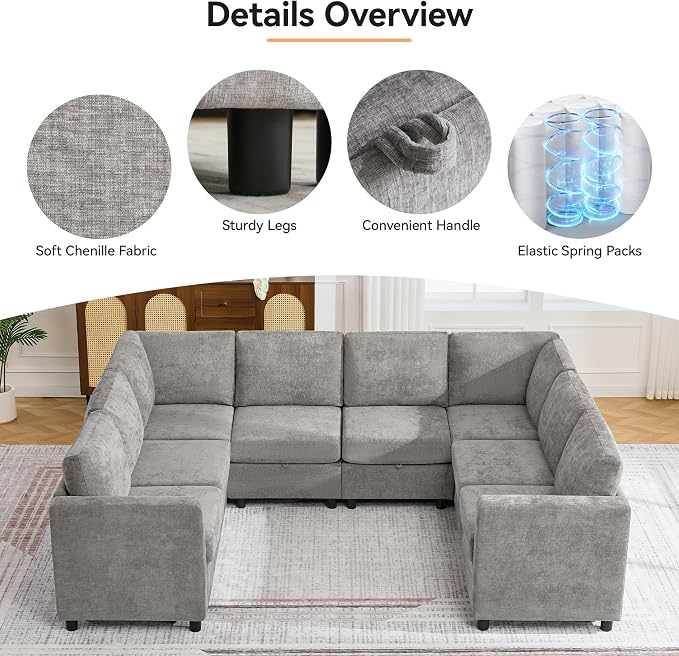 104'' U Shaped Modular Sofa, Sectional Couches - Image 5