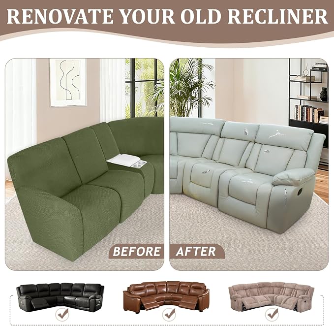 ALIECOM 100% Waterproof Recliner Sectional Couch Covers L Shape Stretch Corner - Image 7