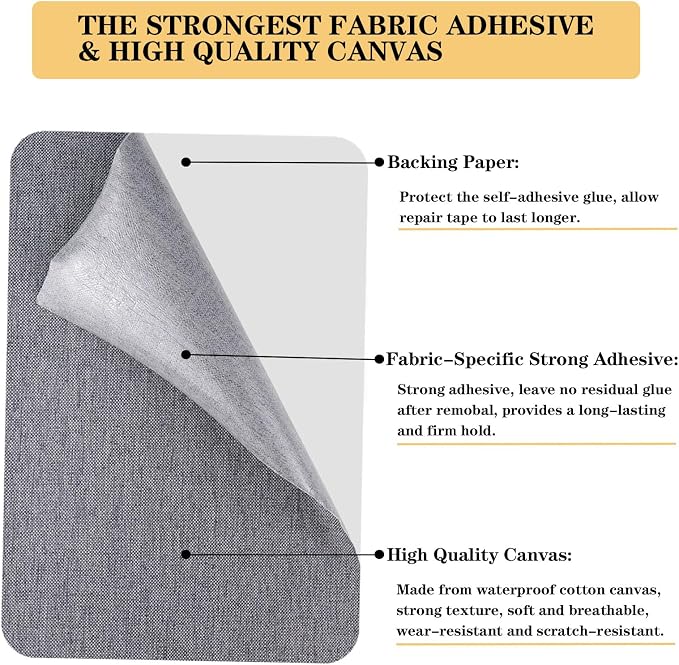 Canvas Repair Patch, 8 x12 Inch 2PCS Self-Adhesive Waterproof Linen Repair - Image 3