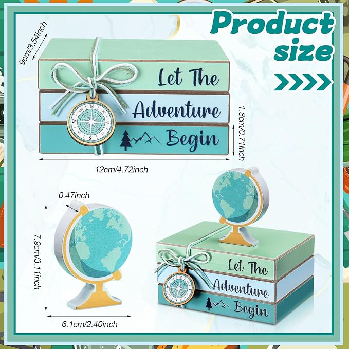 Pinkunn 4 Pcs Travel Themed Decorations Adventure Awaits Wooden Centerpieces - Image 3