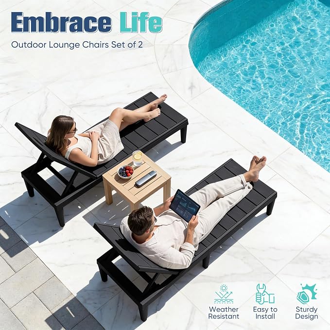 Devoko Outdoor Chaise Lounge Chair Set of 2 - Image 6