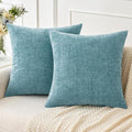 MIULEE Pack of 2 Smoke Blue Throw Pillow Covers 16x16 Inch Soft Chenille Pillow by MIULEE