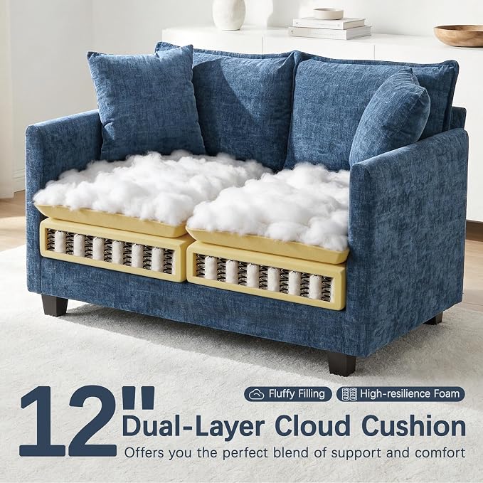 Loveseat Sofa, Comfy Chenille Small Couch - Image 3