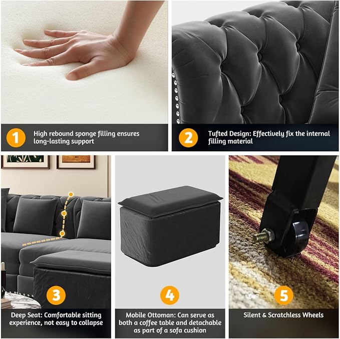 89" Velvet Pull Out Sofa Bed - Image 4