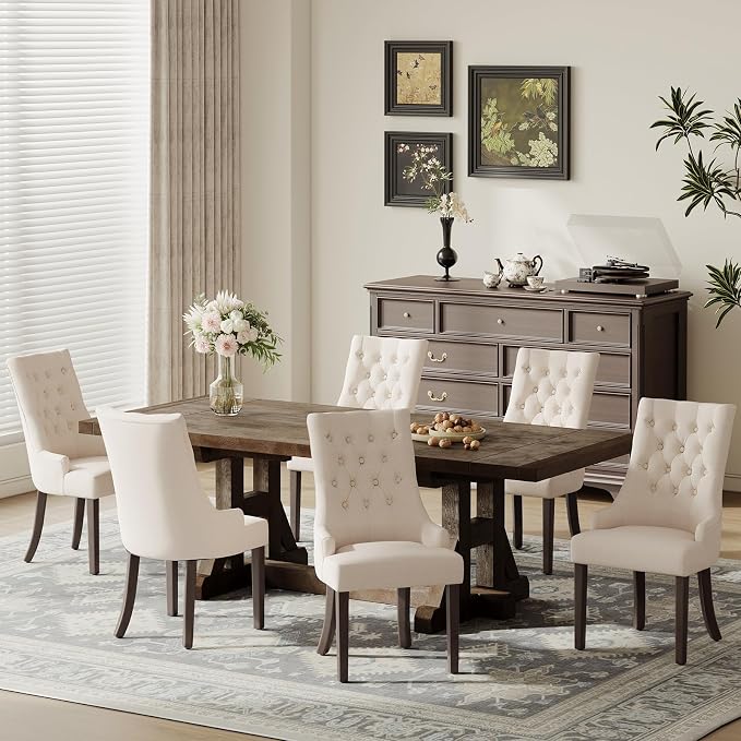 COLAMY Fabric Side Dining Chairs Set of 2, Wingback Upholstered Dining Room - Image 8