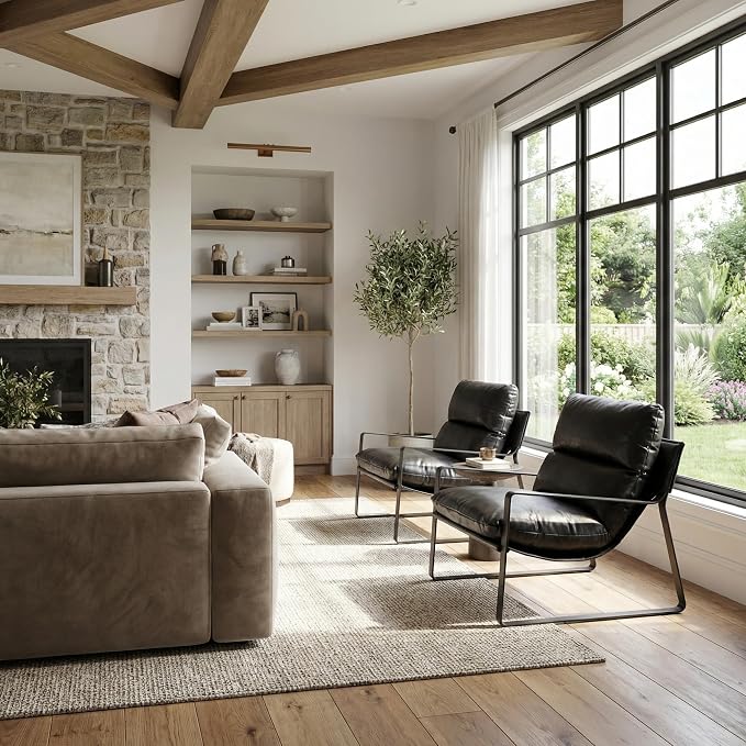 LukeAlon Modern PU Leather Accent Armchair, Upholstered Living Room Chair - Image 6