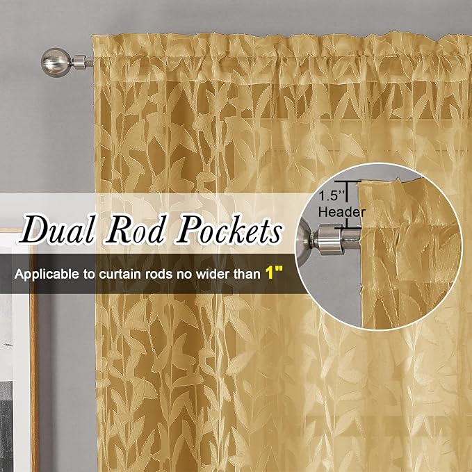 Lecloud Leia Dark Gold Sheer Valance - Image 3