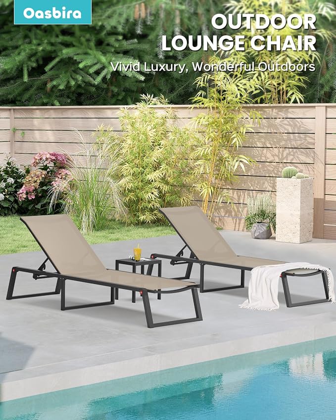 Aluminum Chaise Lounge Chair Outdoor, Foldable& No Assembly Patio Pool Lounge - Image 7