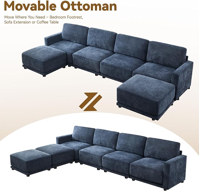 143.8" Modular Sectional Sofa Modern Chenille U Shaped Couch - Image 9