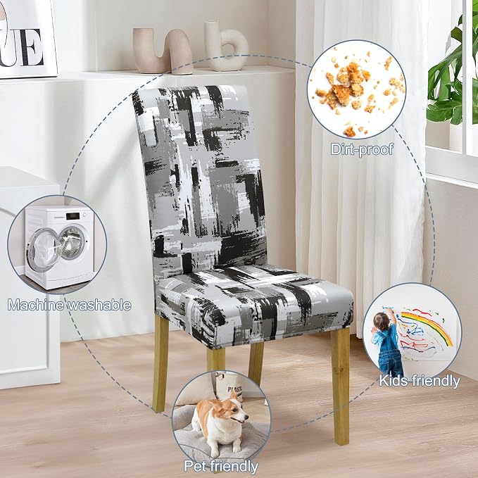 BIETYONE Stretch Dining Chair Covers Set of 6, Soft Removable Washable Kitchen - Image 6