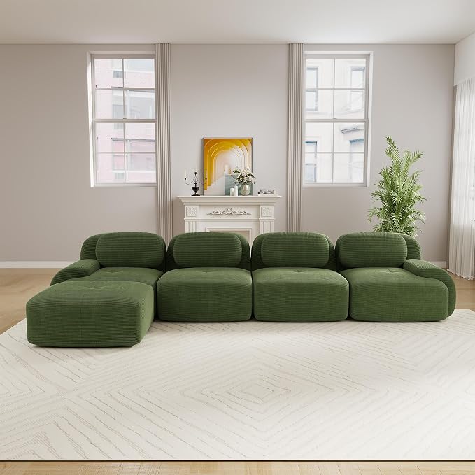 Boneless Sectional Couch, No Assembly Required, 152.7” L Shaped Modular Cloud - Image 2