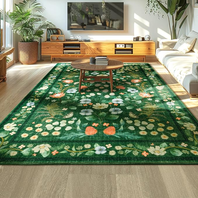 Area Rugs for Living Room, Non-Slip 4x6 Washable Rug for Bedroom, Vintage by Rtizon