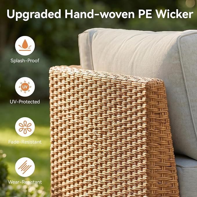 Aoxun 5-Piece Patio Furniture Set, Wicker Outdoor Furniture - Image 7
