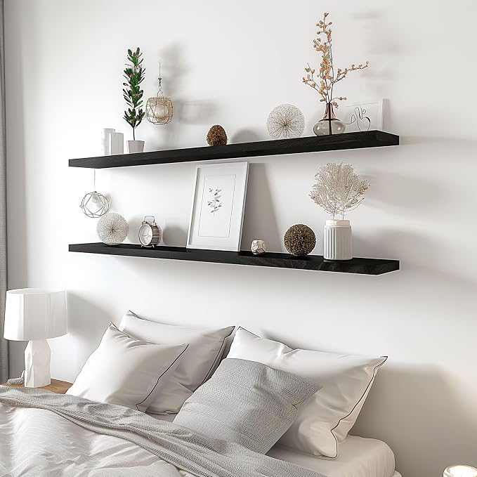 YYWUOJJ Wood Floating Shelves for Wall Decor, Rustic Wall Shelves for Bedroom - Image 5