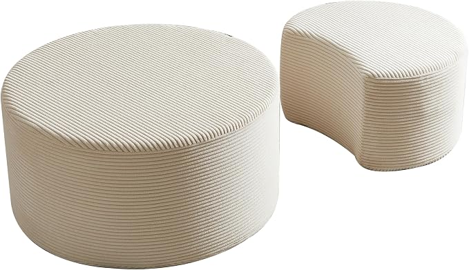 49.7'' Foam Round Nesting Coffee Table Set of 2, Modern Upholstered Side End - Image 8