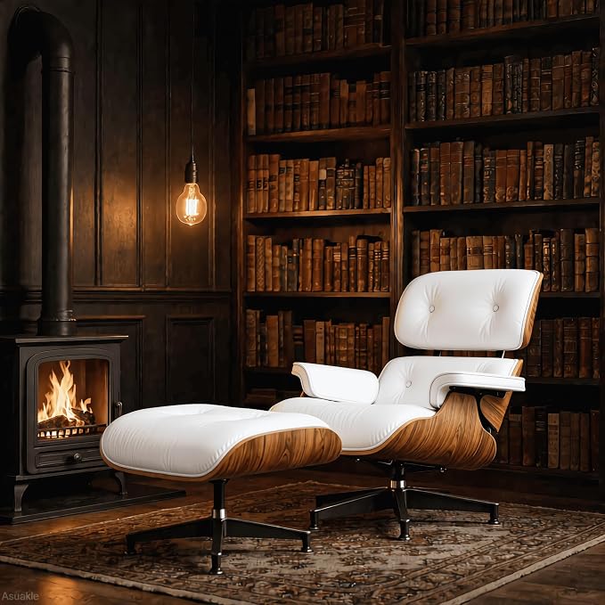 Top Grain Leather, Mid Century Chaise Lounge Chair and Ottoman, Modern Chair - Image 2