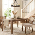 HNY Mid Century Modern Rattan Dining Chairs Set of 2, Farmhouse Linen by HNY
