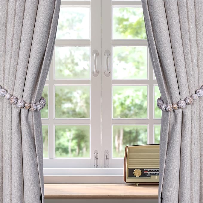 Wood Bead Curtain Tiebacks, KLOGTSIND Set of 4 Curtain Holdbacks - Image 7