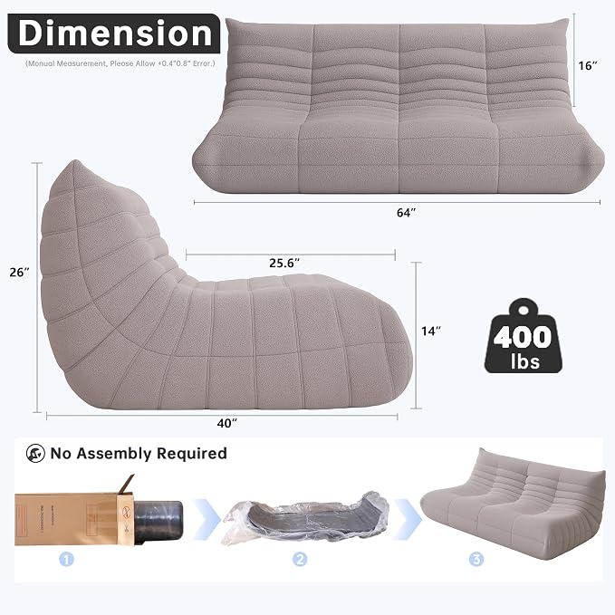 WHGBJA Bean Bag Chairs for Adults, BeanBag Reading Chair Memory Foam Couch - Image 2
