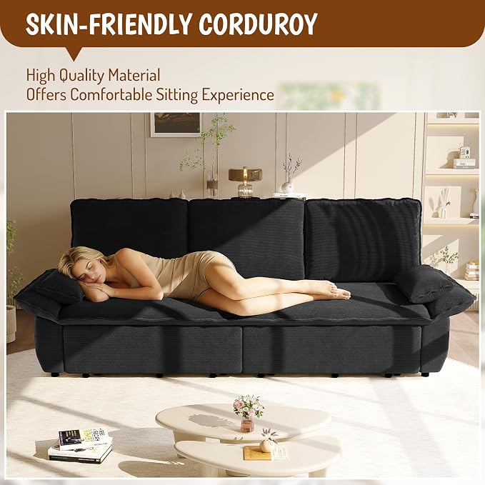 KEIKI 94.5" King Pull-Out Sofa Bed, 3-in-1 Convertible Couch - Image 6