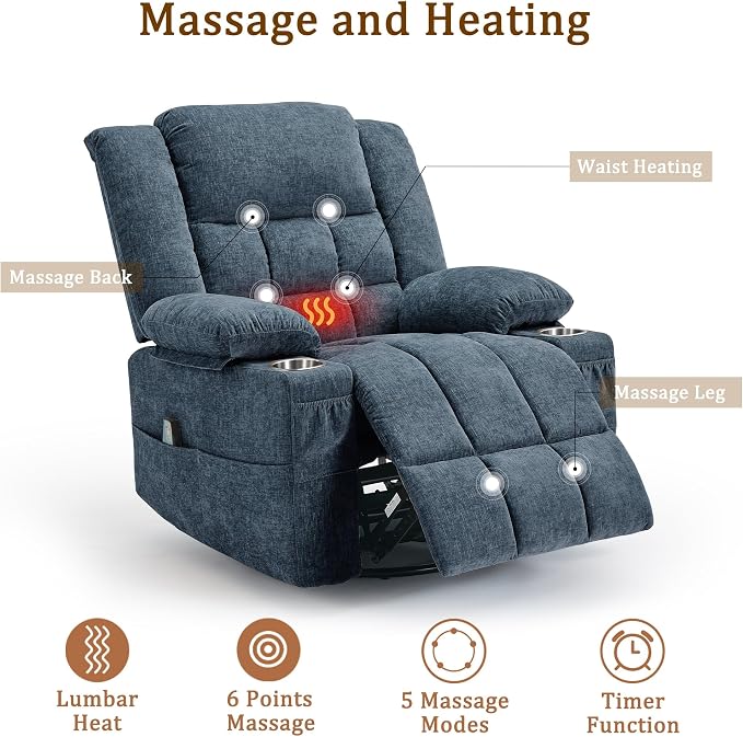 Korser 360° Swivel Rocker Recliner - Image 4