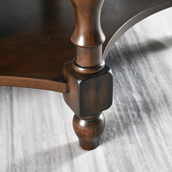 LEEMTORIG Oval Coffee Table for Living Room, 2-Tier Solid Wood Table - Image 7