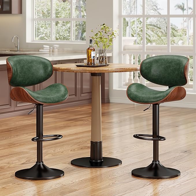 YaFiti Bar Stools Modern PU Leather Adjustable Swivel Barstools, Kitchen - Image 6