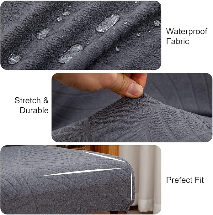 Genina Waterproof Chair Covers for Dining Room, Stretch Jacquard Dining Chair - Image 3