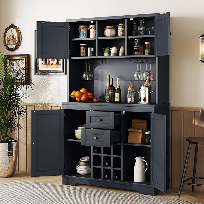 VilroCaz Farmhouse Freestanding Kitchen Pantry, Coffee Bar Cabinet Kitchen by VilroCaz