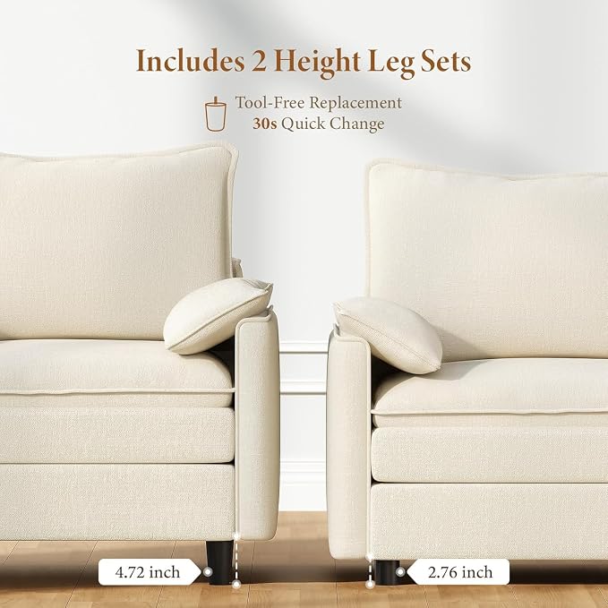 Vesgantti 74" Loveseat Sofa for Living Room, Comfy Cloud Couch Deep Seat - Image 3