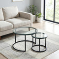 Round Nesting Coffee Table Set of 2, Modern Glass Nesting Tables, Stacking by Cuizehua