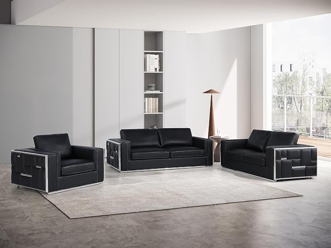 Blackjack Furniture Catania Modern Top Grain Italian Leather Sofa Set - Image 10