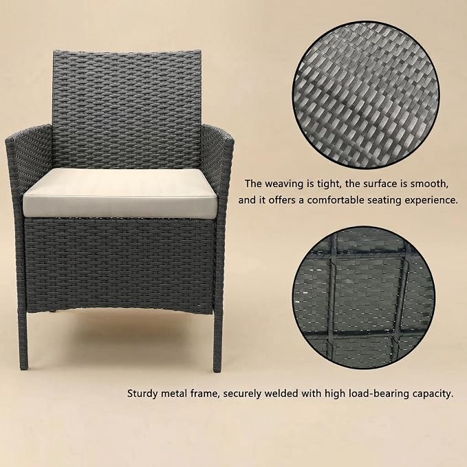 GarveeHome 3-Piece Patio Bistro Set, PE Rattan Outdoor Conversation Furniture - Image 4