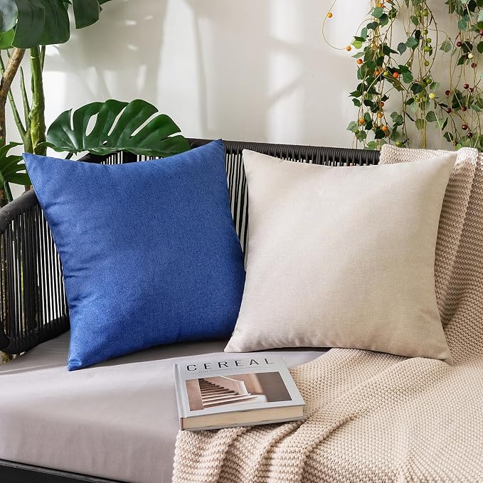 MIULEE Pack of 2 Decorative Outdoor Solid Waterproof Throw Pillow Covers Faux - Image 4
