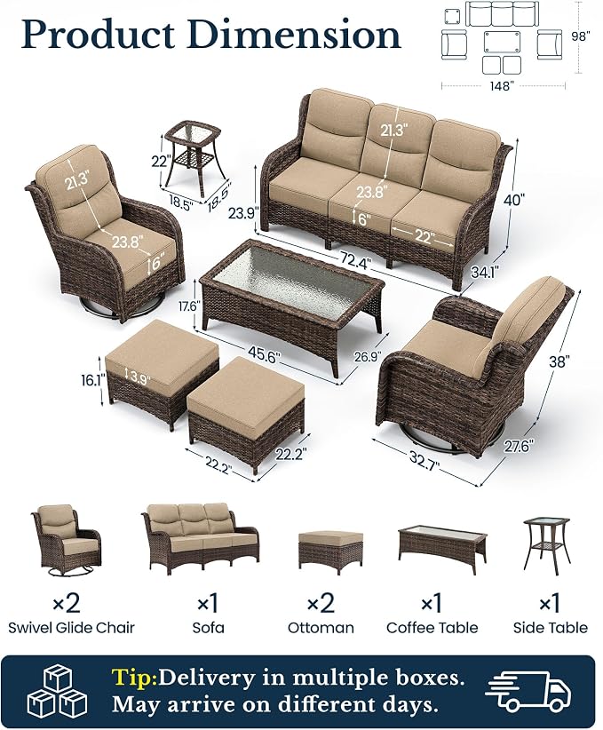 HILLGA 7-Piece Luxury Patio Furniture Set - Image 2